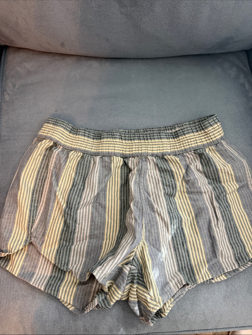 Kavu Striped Athletic Shorts in Blues & Yellow